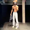 Calças Fitness Pretas de Secagem Rápida para Homens, Calças Esportivas Casuais Finas de Seda Gelada para Primavera e Verão, Calças de Corte Reto Cleanfit com Barra Flare