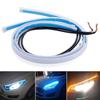 Nova lâmpada de rodagem diurna tira de guia de luz ultrafina 30 45 60cm lâmpada de fluxo de duas cores lâmpada decorativa de carro lâmpada de seta branca amarela