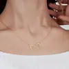 Collar Personalizado DIY de Acero Inoxidable con Nombre, Elegante Cadena para Clavícula de Acero de Titanio con Letra Chapada en Oro de 18K Estilo Abierto