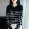 Jaqueta Cardigan Tricotada Listrada para Outono, Nova Peça de Roupa para Primavera e Outono 2026, Top Elegante Plus Size para Mulheres