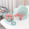 Chapéu de sol infantil para menina, novo chapéu de palha de verão, bolsa carteira de moedas, chapéu de sol para bebê, chapéu de pescador de sol