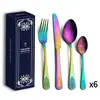 Cuchillo, Tenedor y Cuchara de Acero Inoxidable Transfronterizos Engrosados de Alta Gama Cuchillo y Tenedor para Filete Cuchara Dorada Relieve Retro Vajilla para Comida Occidental Venta al por Mayor