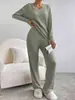 Traje Otoño e Invierno 2025 Transfronterizo Nuevo Hogar Moda Casual Pantalones Rectos Elegante Holgado Cuello en V Raya en Axila Conjunto de Dos Piezas