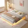 Cama flotante, moderna y simple, sin cabecero, base de listones, para uso doméstico en dormitorio principal, cama grande, cama individual o doble, cama de hierro forjado, popular en línea