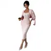 2026 Europeu e Americano Amazon Estilo Chanel Rosa Elegante Slim-Fit Casual Roupa do Dia a Dia Longo Conjunto