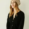 Cardigan de Tricô Cashmere Simples Cor Sólida Gola Redonda Solto Casual para o Dia a Dia Outono Clássico Feminino