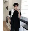 Camiseta de manga corta acolchada estilo Chanel de alta gama para hombre, verano holgada casual versátil patchwork manga corta moda masculina