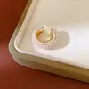 Pendientes de Clip Ovalados de Circonita y Perla de Doble Capa para Mujer Sin Agujeros, Pendientes Elegantes y Únicos con un Toque de Lujo Ligero y Alta Gama