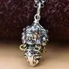 Colgante de Plata de Ley S925 Mahakala de Tres Cabezas del Tíbet Vajra Cabeza de Buda de Tres Vías Vajra de Cinco Puntas Estilo Masculino Audaz