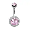 Set Caliente de 4 Piezas de Anillos para Ombligo de Comercio Electrónico Transfronterizo Europeo y Americano con Diseños de Flor y Corazón, Anillos para Ombligo Tachonados con Circonita, Clavos para Piercing de Ombligo