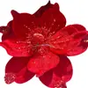 Decoraciones navideñas transfronterizas, flores de magnolia artificiales, flores de Pascua, flores de Navidad, adornos navideños de lentejuelas rosas de terciopelo fábrica