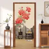 Nueva Cortina de Puerta Estilo Chino para Dormitorio y Sala de Estar, Lino Sintético, Cortina Divisoria de Baño sin Taladro, Cortina de Puerta Oscurecedora para Cocina