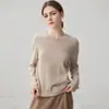 Suéter de Cachemira de Cuello Redondo para Mujer Color Sólido Cálido Manga Larga Tejido de Punto Otoño Invierno Nuevo Estilo Suave Pegajoso Amigable con la Piel Jersey Capa Base Ropa Interior