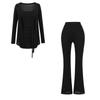Falda de Tirantes sin Mangas con Cintura Fruncida Chica Caliente Deseo Puro Otoño Temprano + Cárdigan de Manga Larga + Pantalones Acampanados de Cintura Alta