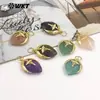 Wt-P2014 Exportação Mais Vendido Pingente Pequena Pedra Preciosa de Obsidiana Ametista Brincos Banhados a Ouro 18K Acessórios para Colar