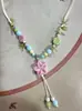Suministro de fábrica collar de cerámica de Jingdezhen al por mayor collar étnico chino de mariposa pequeño antiguo largo regalo