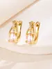 Pendientes cruzados Shein nuevos de cristal color rojo granate ovalado con detalles en dorado champagne para mujer, accesorios de moda elegantes y sencillos
