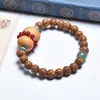 Pulseira Original Ecológica de Óleo de Frango de Hainan com Sementes de Bodhi Estrela e Lua Amarela para Sorte e Boa Fortuna para Homens e Mulheres, Pulseira de Contas de Oração Budista