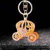 Llavero de Calabaza Tallada con Incrustaciones de Diamantes Metal Lindo Colgante para Bolso de Mujer Anillo de Llavero Adorno de Pedrería Accesorio Regalo