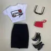 Conjunto de roupas para boneca de 30cm, boneca multiarticulada pode usar roupas casuais, sapatos, óculos, combinação