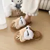 Chinelos de algodão de desenho animado para mulheres, chinelos planos de pelúcia antiderrapantes para casa de outono e inverno, chinelos fechados fofos para casal em tamanho grande para ambientes internos