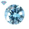 Huagang gema doble agujero diamante redondo luz azul mar circón sintético piedra blanca aretes de botón pulsera con piedra DIY piedra principal
