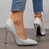 Zapatos de tacón alto puntiagudos para mujer, otoño 2024, nuevos zapatos de boda para dama de honor, zapatos de tacón de aguja bajo