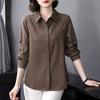 Camisa elegante para mujer de principios de primavera de 2025, nueva blusa informal, elegante, de mediana edad, con cuello tipo polo y forro.