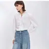 Ropa Nueva de Mujer Primavera 2026 Algodón Puro Estilo Palacio Francés Blusa con Cuello Alto Camisa de Encaje Blusa Blanca de Manga Larga