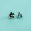 Botão de prata pura S925 flor de cinco pétalas florzinha botão pulseira de corda trançada DIY pulseira de cristal contas de pingente