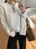 Moletom de Veludo Huang Zheng Estilo Coreano Cor Lisa Gola Redonda para Mulheres 25 Outono e Inverno Solto Espessado Xale Conjunto de Duas Peças Superior 541086