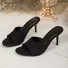 Pantuflas de Tacón Alto Estilo Europeo y Americano para Mujer 2026 Nueva Moda Versátiles de Punta Abierta con Correa Sandalias de Tacón de Aguja