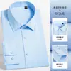 Algodón de Seda 100S DP No Planchar Otoño Camisa de Manga Larga para Hombre Casual de Negocios Cuadros Seda Blanca Camisa