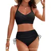 Nuevo traje de baño bikini de dos piezas para mujer, comercio exterior europeo y americano, ajustado, de cintura alta, sexy, aguas termales, traje de baño transfronterizo en stock