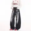 Jeans wide leg retrô americano com detalhe de bigode de gato para mulheres, novo estilo outono, lavado e com efeito desgastado, corte solto, versátil, comprimento total, calça de perna curva