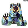 3D New Dandy's World Dandy's World Mochila Escolar Mochila Lancheira Bolsa Lápis Conjunto de Três Peças