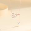 Collar de mariposa con diamantes en plata de ley s925 para mujer, colgante con temperamento de diamantes, cadena de clavícula con cuentas Mori.