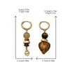 Pendientes Largos Estilo Étnico Retro Amber Streamer Piedra Natural Pendientes de Diseño Nicho Colección de Pendientes Pendientes Coloridos