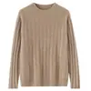 Suéter de Lana para Hombre Otoño e Invierno, Cuello Redondo, Tejido Grueso de Siete Puntos, Camiseta Base de Punto Acanalado Holgada Casual