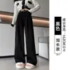 Pantalones de traje marrones para mujer, nuevo estilo de otoño, talla petite, fluidos y elegantes, pantalones casuales de pana de pierna ancha rectos