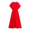 Comércio Exterior Transfronteiriço Roupas Femininas Estilo Outono 2025 Design Estilo Europeu e Americano Vestido com Cadarço Popeline Decote V Amarrar 2965260
