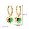 Pendientes colgantes de amor con esmeralda y circonitas microincrustadas en oro de 18 quilates, sencillos y exquisitos, con forma de corazón, entre Europa y Estados Unidos.
