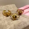 Anillo Geométrico Abierto Irregular de Piedra Ojo de Tigre Moda Retro Índice Maillard Anillo de Dedo Joyería de Nicho de Alta Gama para Mujeres