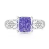 Anillo de Cubo de Azúcar Cortado Flor de Hielo de Piedra Preciosa Colorida Más Vendido en Tiktok, Diamante de Alto Carbono Súper Brillante, Anillo Chapado en Oro Real, Dropshipping de Transmisión en Vivo