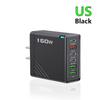 Cargador Rápido PD Multipuerto de 160W 3USB 3TYPE-C Regulaciones Europeas y Americanas Británicas Aplicable a Enchufe Apple Huawei Xiaomi