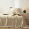 Juego de Ropa de Cama Wabi-Sabi de Lino y Algodón Clase A, Juego de Tres Piezas de Algodón Puro de una Sola Pieza, Ropa de Cama Sencilla