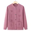 Suéter Cardigan de Vovó para Primavera e Outono, Roupas de Primavera e Outono para Mulheres de Meia-Idade e Idosas, Jaqueta de Tricô de Mãe, Exportação de Comércio Exterior para Idosos Transfronteiriça