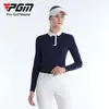Pgm Golf Feminino Outono e Inverno Camiseta de Manga Longa Roupa Logo Fantasma Tecido Esportivo Roupas Gola Esportiva
