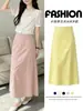 Falda de Lyocell para Mujer, Nueva Primavera/Verano Cintura Alta Adelgazante Larga Elegante Tencel Bodycon Falda Midi de Corte A