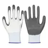 Guantes de Protección Laboral de Nitrilo, Guantes Sumergidos en Nylon Antideslizantes y Resistentes al Desgaste, Guantes Protectores Recubiertos de Caucho Nitrilo Gruesos y Transpirables